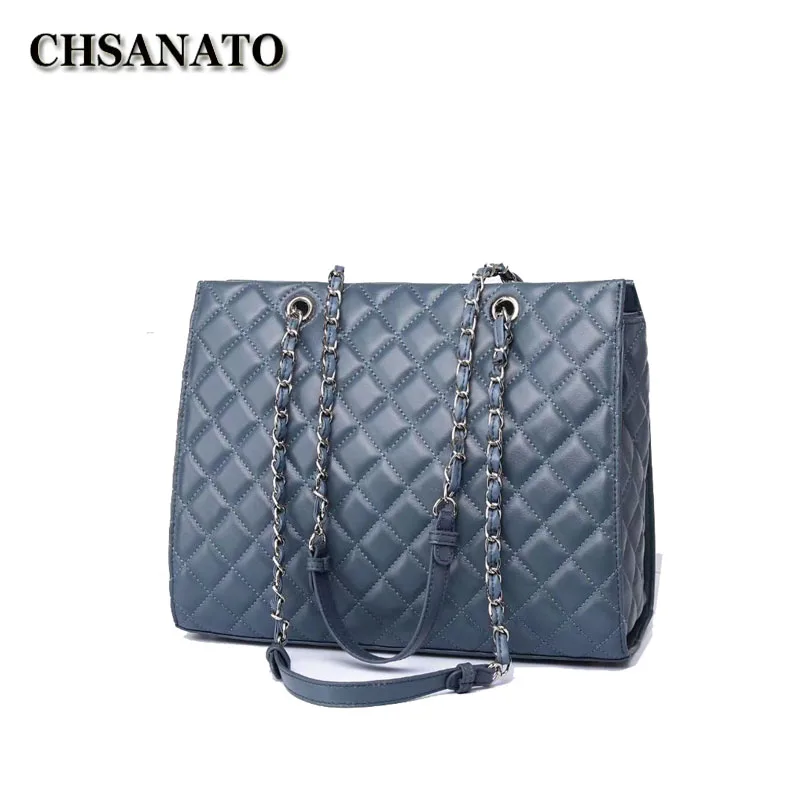 

CHSANATO модные композитные сумки из овечьей кожи для женщин повседневные клетчатые цепочки вместительные сумки-тоут винтажные сумки-мессендж...