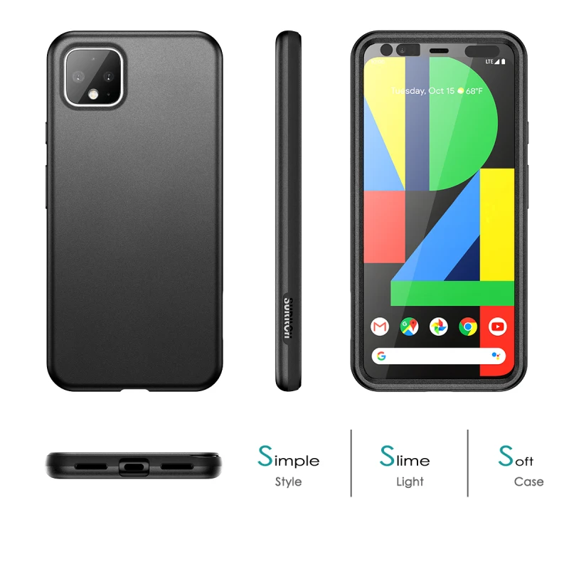 Мягкий чехол-бампер для Google Pixel 4 XL противоударный чехол 2 в 1 со встроенной защитой