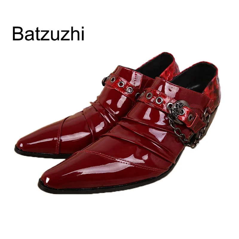 Batzuzhi Модные Дизайнерские Мужские модельные туфли кожаные красные свадебные