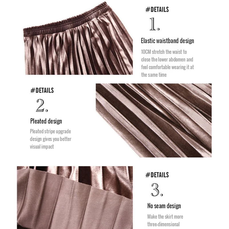 

Gold velvet pleated skirt women's skirts 2021 spring and autumn new Korean A-line skirt high waist mid-length umbrella skirt
