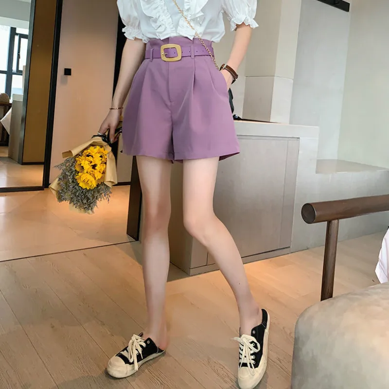 

Shorts Womens Loose Solid Chic High Waist Simple All-match Ladies Trousers Stylish Casual Korean Style Elegant Summer Hot Sale