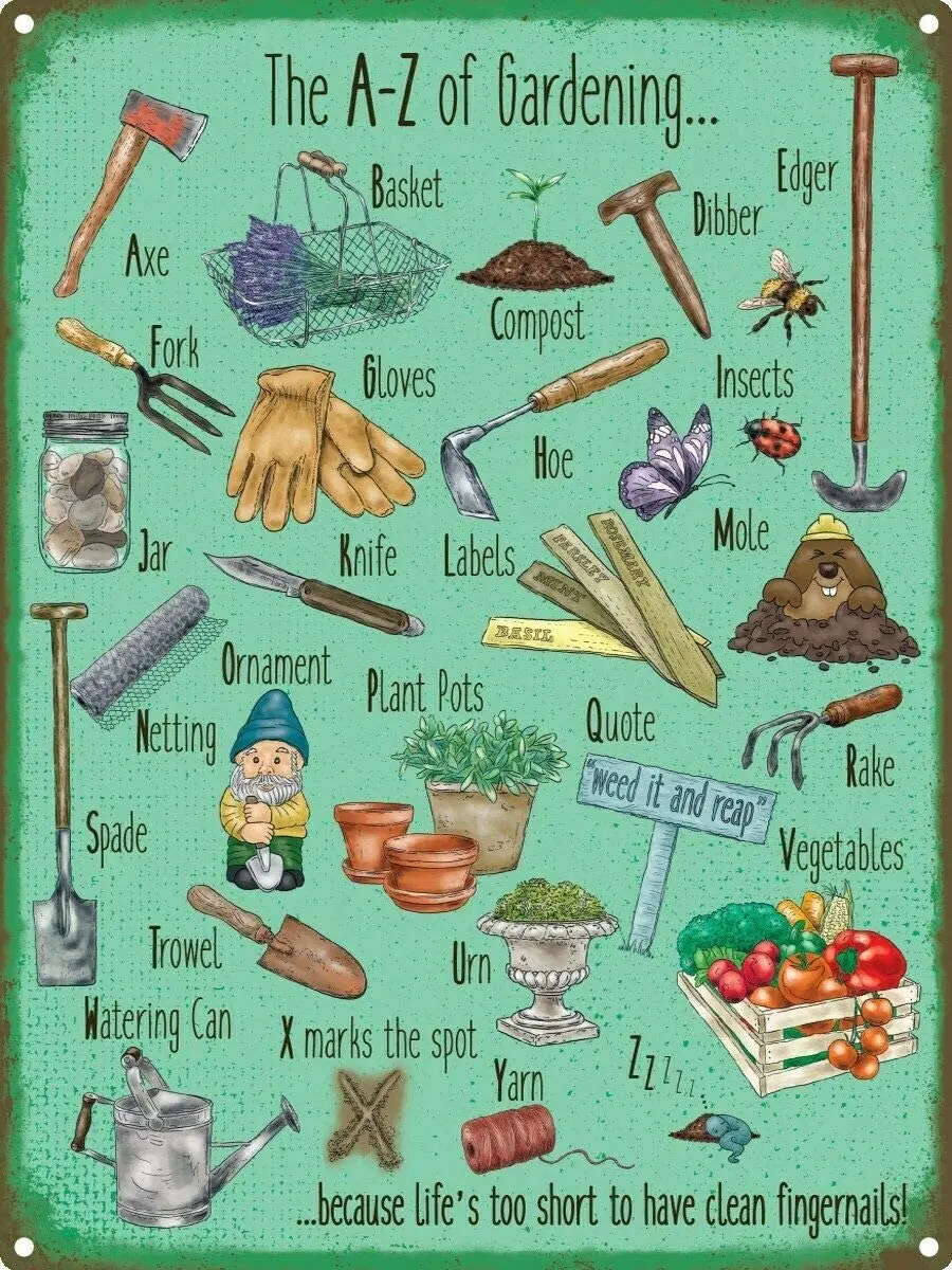 

AMELIA SHARPE Metal Sign Gardening Sign 12x8 Inch Decoration Cafe Family Bar Restaurant Retro Tin Sign