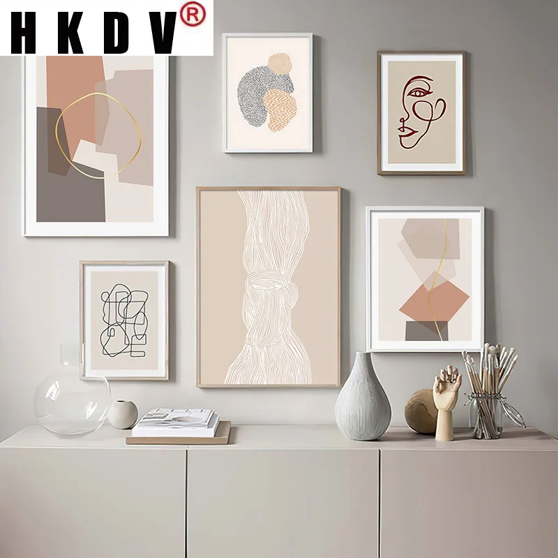 

HKDV Abstract Geometry Line Nordic Minimalist Canvas Painting Wall Art Print Poster Picture Modern Living Room Home Decoration