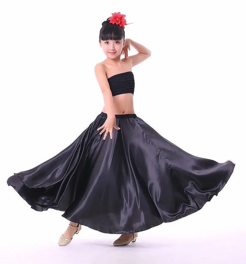 Детская юбка фламенко для девочек костюмы Бальных Танцев Живота Однотонная из