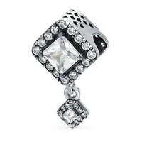high quality fit original european charm bracelet 925 sterling silver cubic beads crystal square charm diy jewelry making