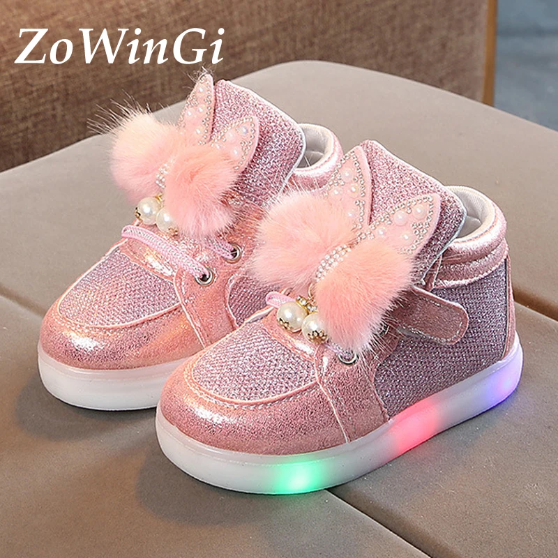 

Size 21-30 Girls Lighting Shoes For Kids Luminous Training Shoes For Girl Cute Baby Led Light Sneakers trampki dla dziewczynki