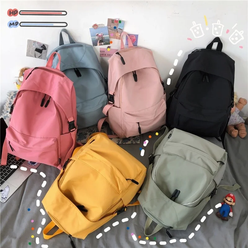 

Solid Color Casual Backpack Cute New Women Backpack Fashion School Bags for Teenage Girls Student Kawaii Shoulder Bags Mochilas