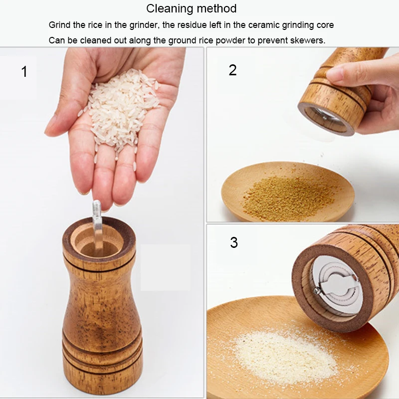 

Salt and Pepper Grinder, Solid Wood Spice Pepper Mill with Strong Adjustable Ceramic Grinder Kitchen Cooking Tools Mills