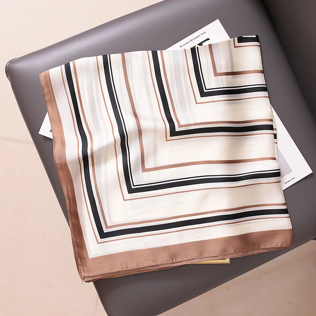 Маленький женский шарф в Корейском стиле универсальный шелковый полоску тонкий