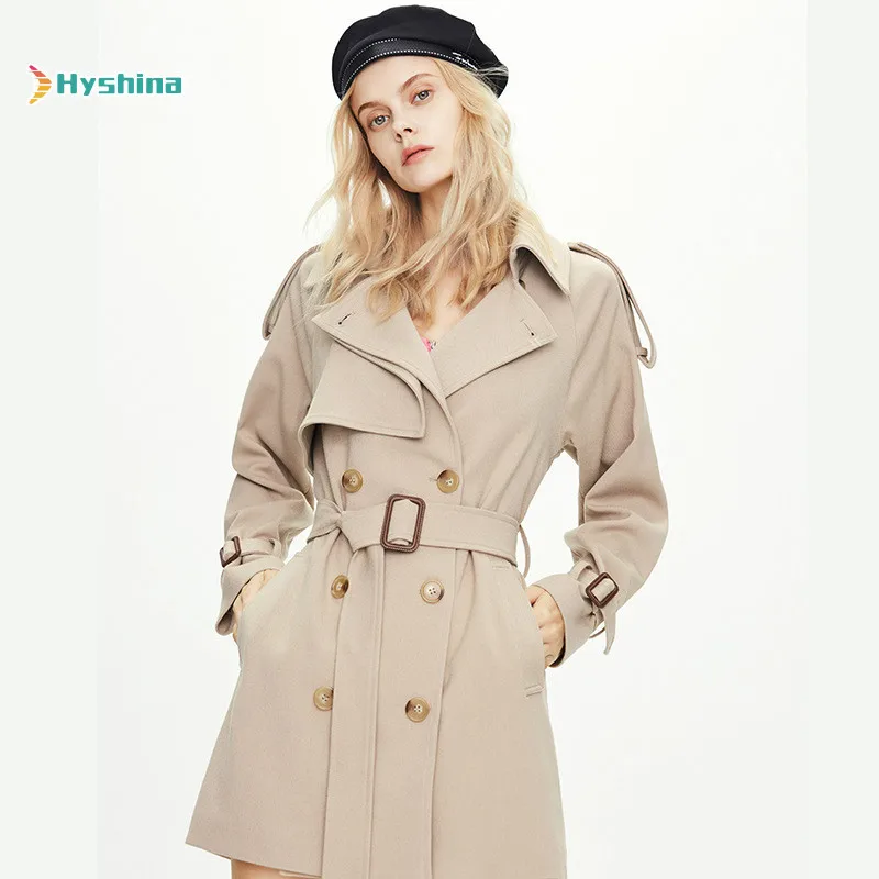 

Women's Trench Coat New Leisure Double Breasted Coat S-XL Lage Size