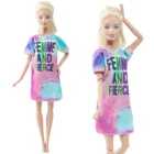 Модная модель кукольного платья с градиентом, футболка принцессы, повседневная женская одежда для Барби, аксессуары для кукол, подарок для детей