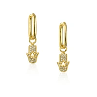 new fashion cubic zircon hoop huggie earrings simple gold silver color fatima dangle earrings for women party jewelry 2021