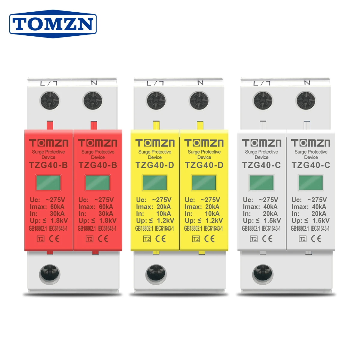 AC SPD 1P + N 20KA ~ 40KA C 385V домашнее устройство защиты от перенапряжения защитное