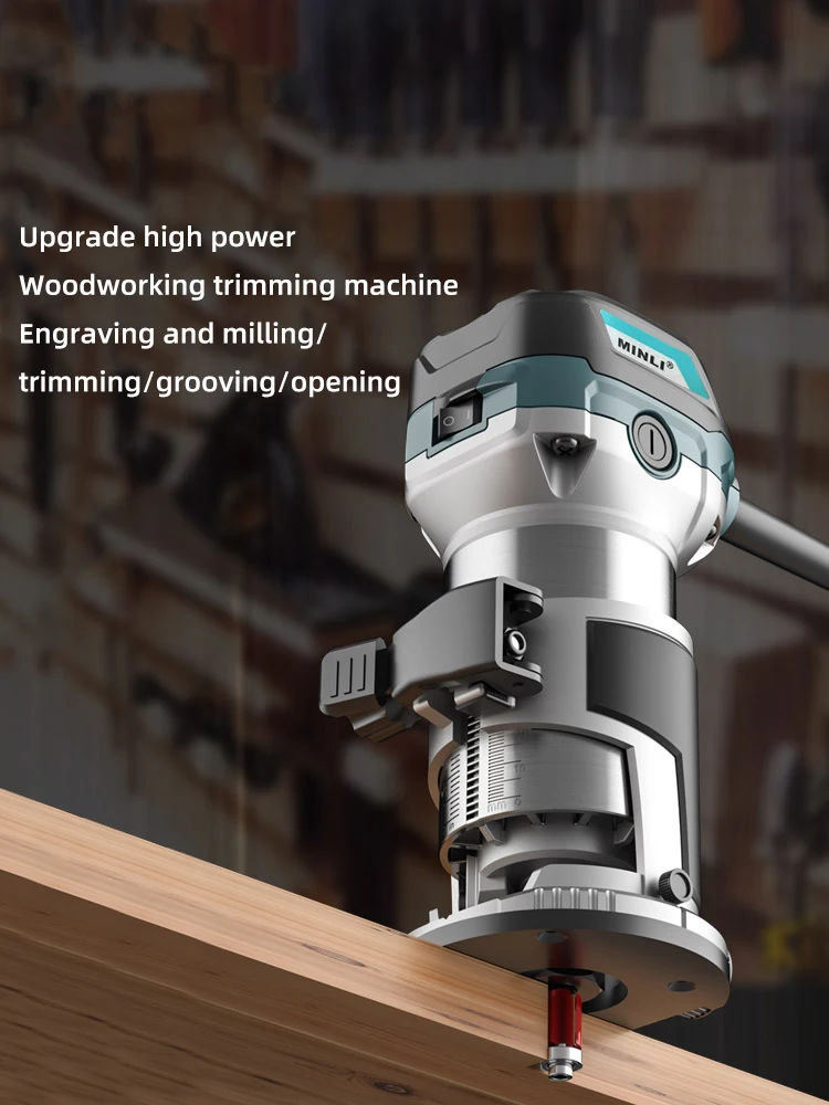 AC220V 50HZ woodworking trimming machine, wood board opening and slotting decoration tool.