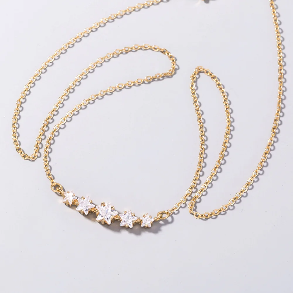 

Zircon Jewelry on the neck golden five-pointed star pendant necklaces for women Simple star clavicle chain necklace