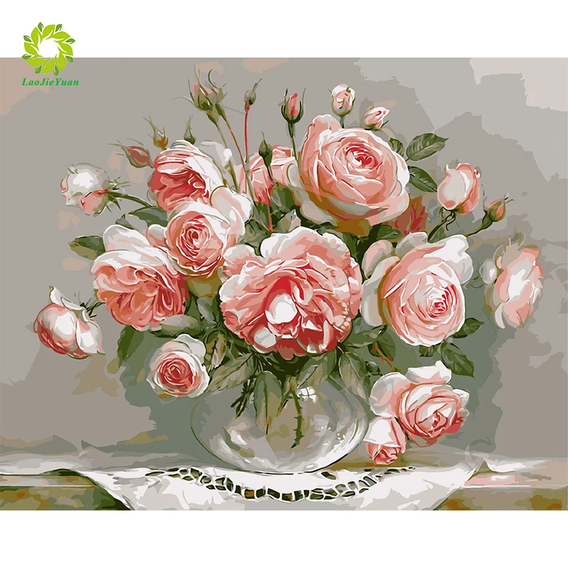 

DIY Diamond Painting Flowers Full Square pebble round Diamond Embroidery Vase Mosaic Art Kit Home Decoration