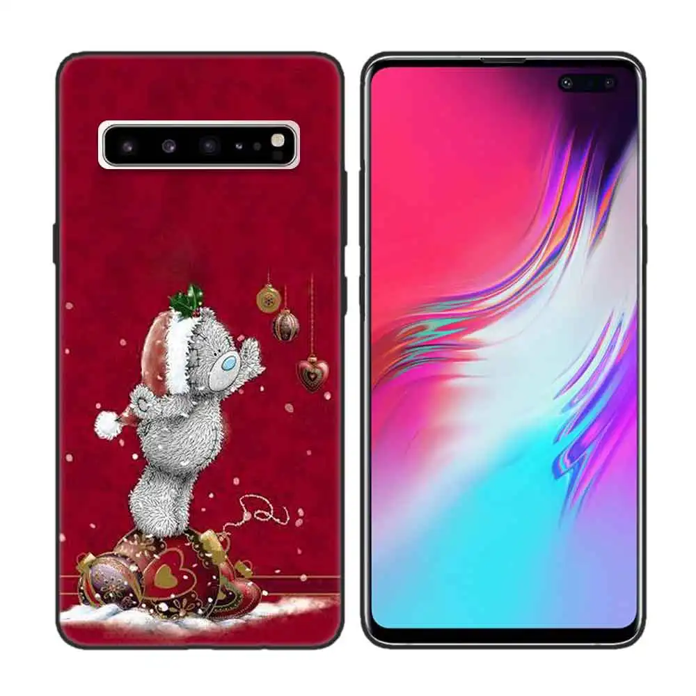 Черный мягкий силиконовый чехол-накладка для samsung Galaxy S7 S8 S9 S10 5G S10E J4 J6 J8 M20 Note 8 9 Edge Plus Cas потрёпанный плюшевый медвежонок