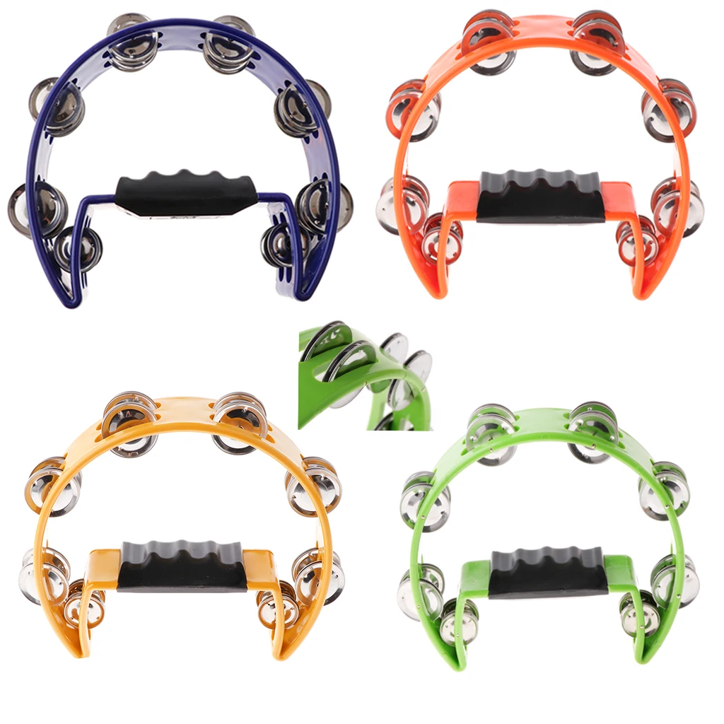 

Hand Held Grip Tambourine Jingles Rattle Shaker Musical Toy, 9inch