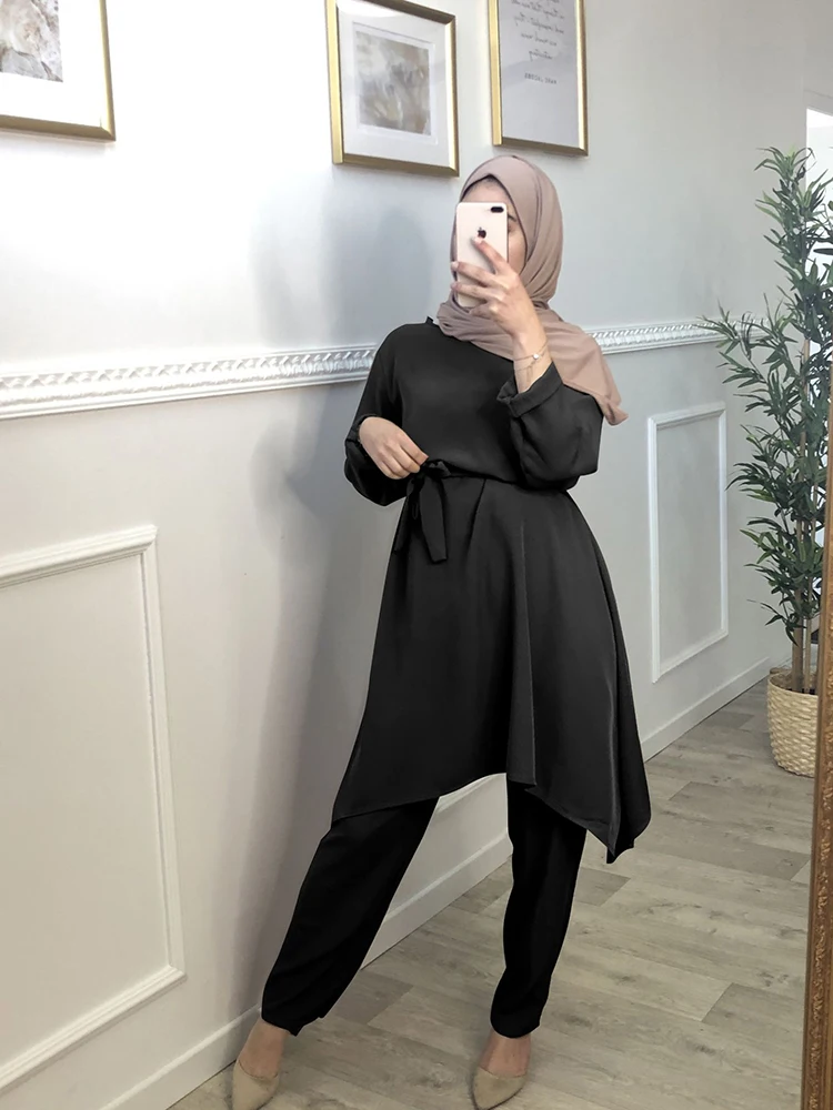 Рамадан ИД Мубарак Абая Дубай Турция хиджаб комплекты для мусульман платье ислам