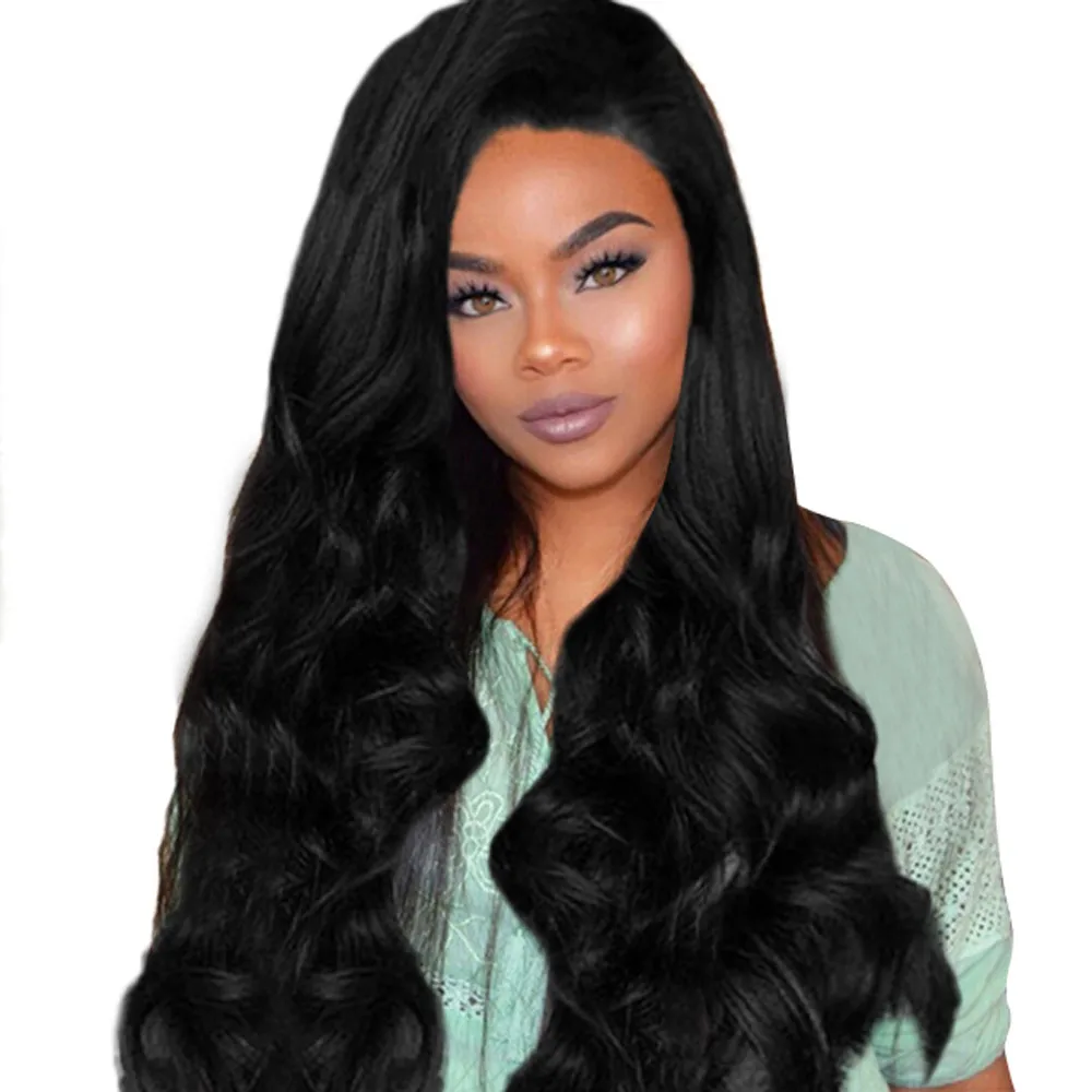 

Long Black Wigs Cosplay Water Wave Long Synthetic Wigs For White/black Women Brazilian American Wave Curly Wig#g30