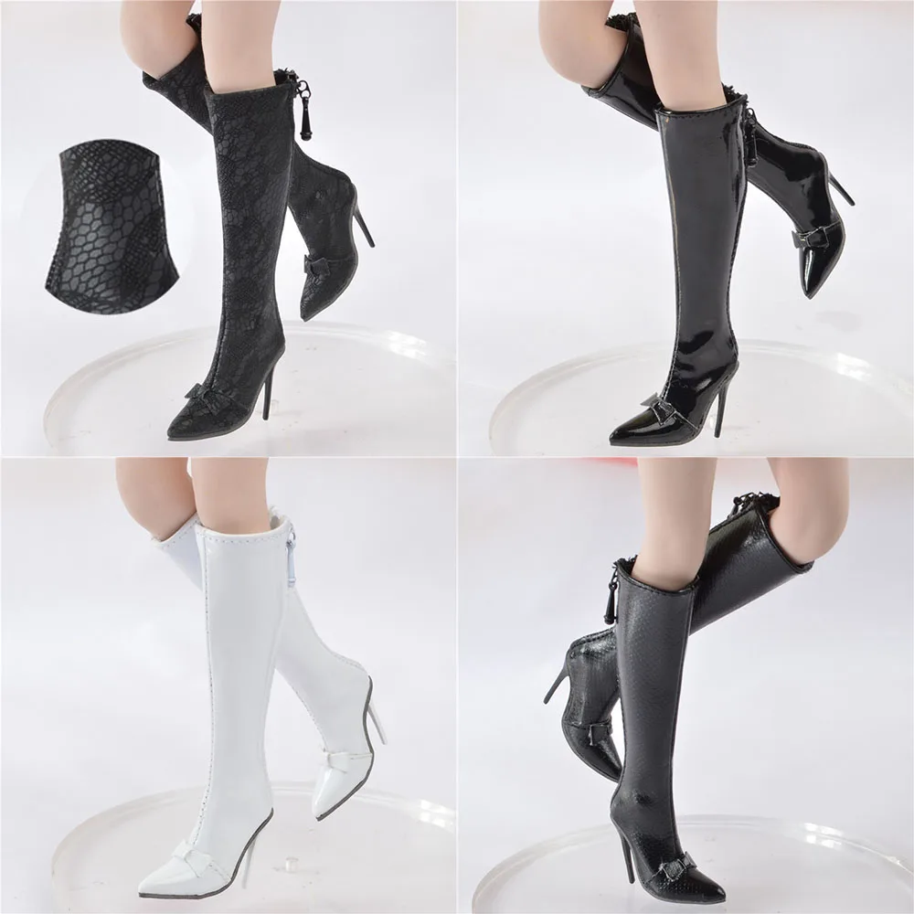 

1/6 Scale Female Figure Accessory Mid-tube Zipper Women's Leather Boots Model for 12 inches Action Figure