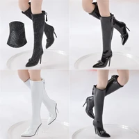 16 scale female figure accessory mid tube zipper womens leather boots model for 12 inches action figure