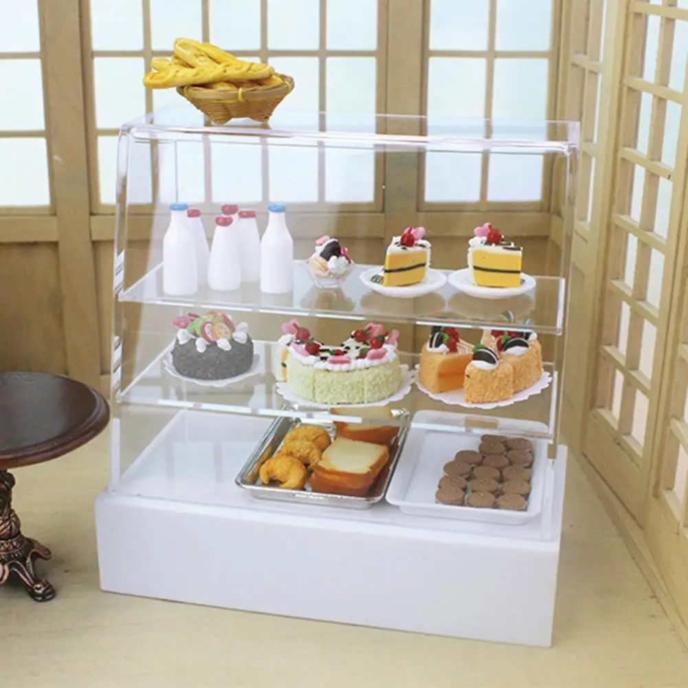 

Miniature Dollhouse Toy Sliding Door Snack Cake Cabinet Model DIY Play Gift Mini Props Doll Accessories Play Scene Ornament Toy