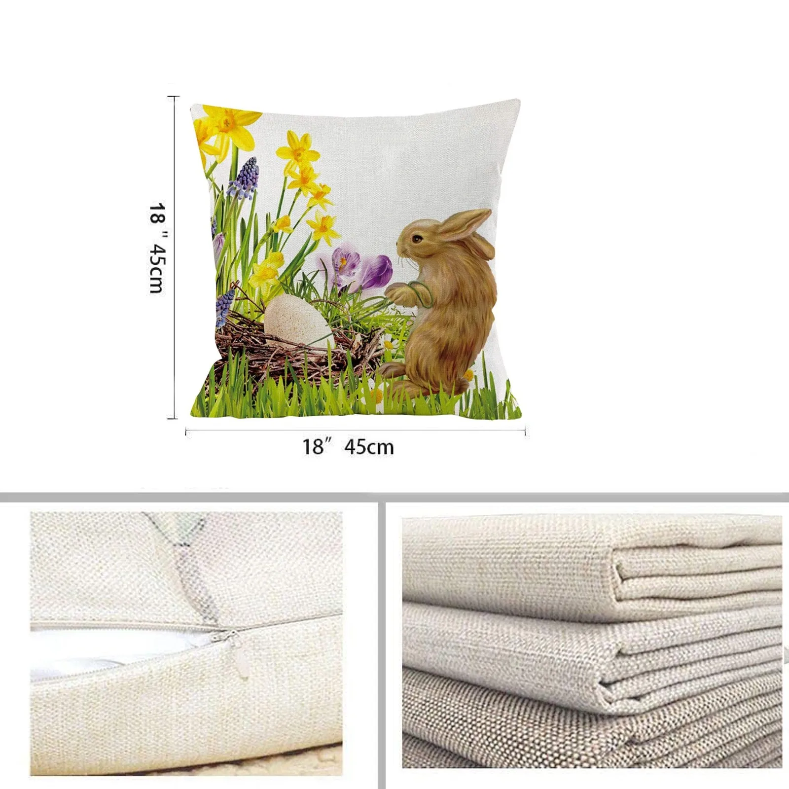 Easter Print Pillow Cases Linen Sofa Cushion Cover Home Decor Textiles Dreamlike Family Gift | Дом и сад