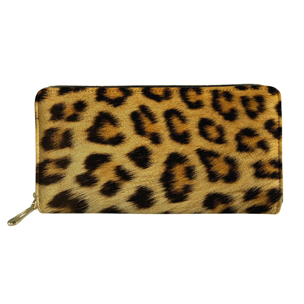 

Leopard Animal skin Printing Leather Wallet Zipper Coin Purse Cute 3d Ladies Travel Phone Bag Credit Card Holders