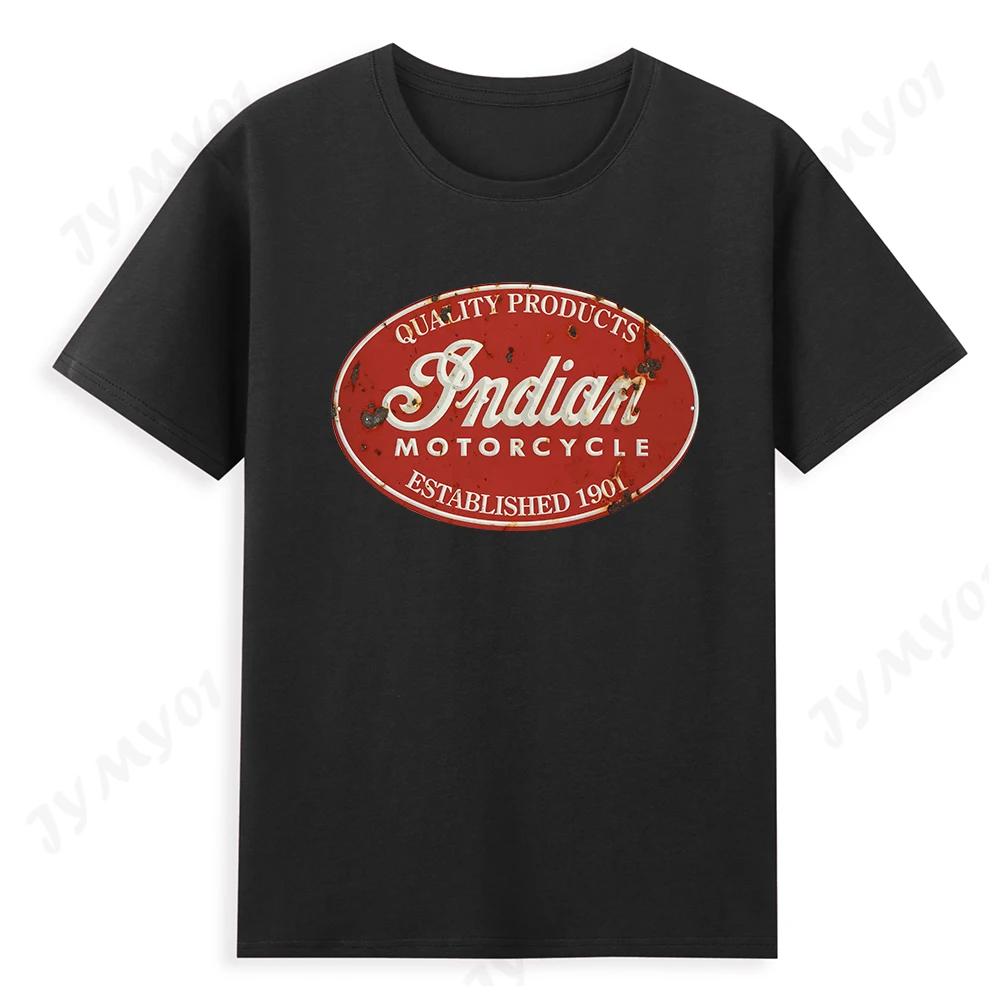 

Fashion New Indianer Men's T-shirt Brand Logo Motorcycle Top Fashion T-shirt Pure Cotton Printed Ouma Motorcycle Men's Clothing