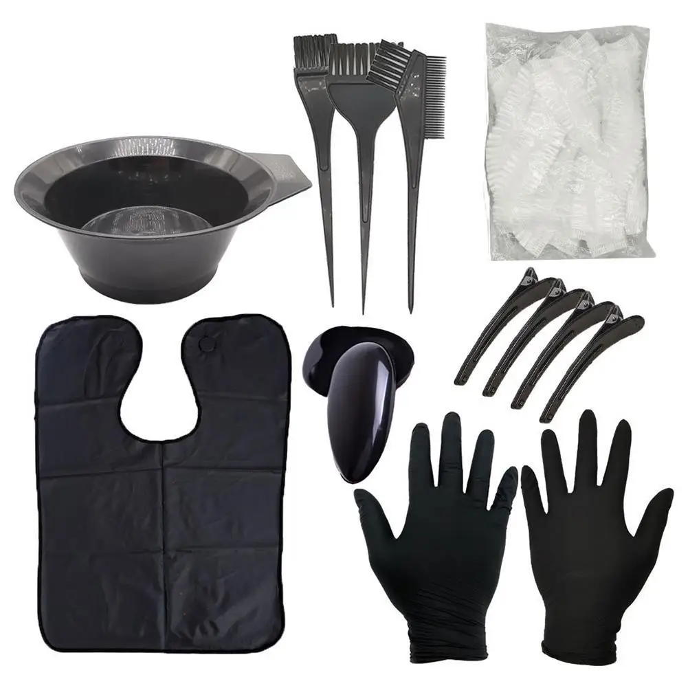 

HOT SALES!!! 1 Set Hair Dye Coloring Brush Comb Bowl Gloves Cover Clips Hairdressing Tools