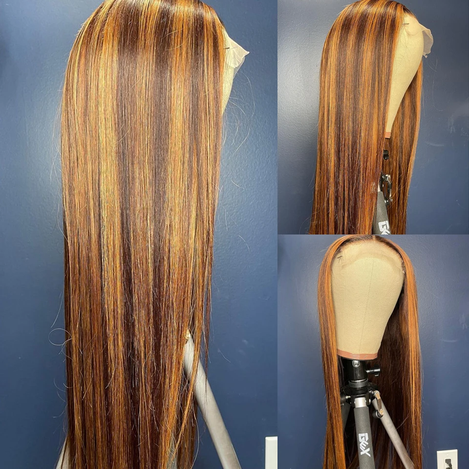 

Highlight Wig Human Hair Lace Wigs Ombre Honey Blonde Straight Wig 13x1 Highlight Pre Plucked Remy Lace Front Human Hair Wigs