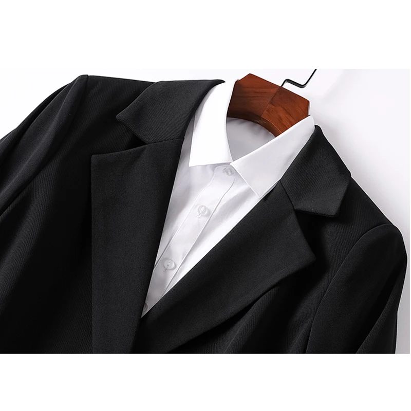 Осенний Новый корейский Тонкий костюм женский комплект из блейзера двубортный