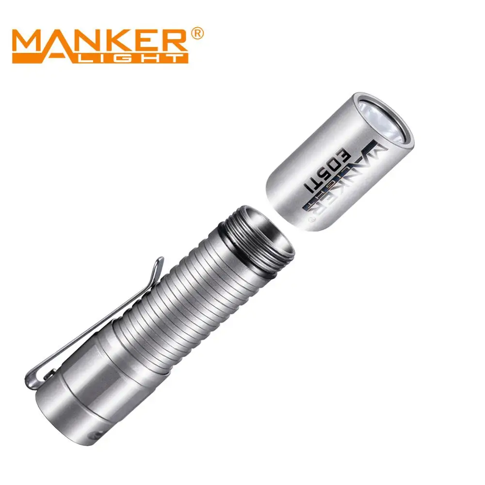 Manker E05 Ti Titanium Flashlight 400 Lumens Pocket AA / 14500 With NM1 LED Stainless Steel Deep Carry Clip | Лампы и освещение