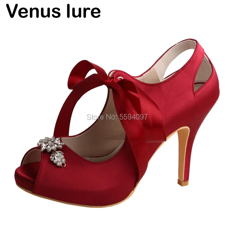 

Discount Wedding High Heel Shoes Burgundy Color Party Wear Shoes Size 8