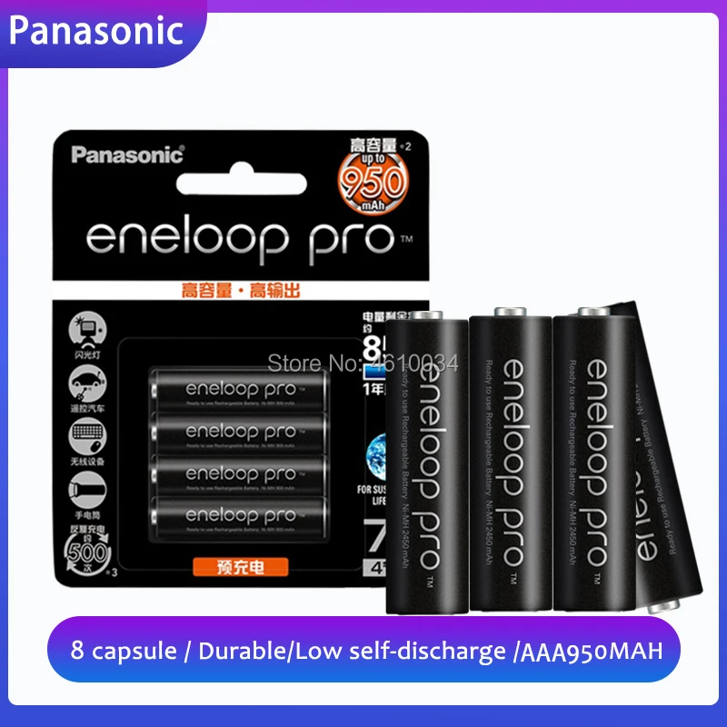

8 шт. оригинальный Panasonic горячая Распродажа AAA предварительно заряженные аккумуляторные батареи 1,2 в 950 мАч Ni-MH батарея eneloop
