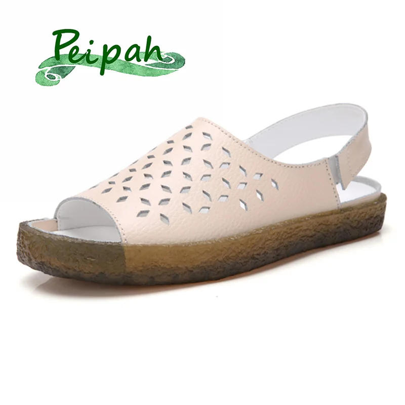 Сандалии PEIPAH женские из натуральной кожи босоножки на плоской подошве без