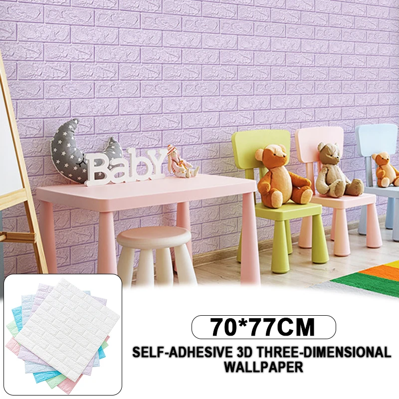 

10pcs 70x77cm 3D Wall Sticker Imitation Brick Bedroom Decoration Waterproof Self Adhesive Wallpaper For Living Room TV Backdrop