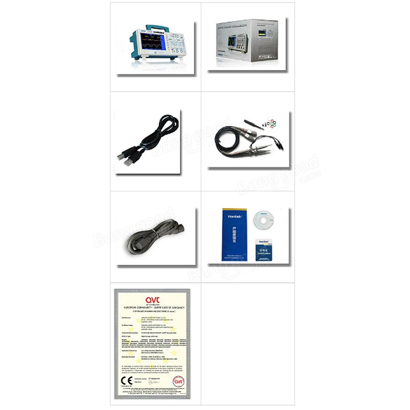 Hantek DSO5102P USB цифровой запоминающий осциллограф 2 Каналы 100 МГц 1GSa/s с 7 дюймов Цвет