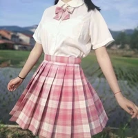 raspberry black tea student girls japanese sweet college school jk uniform white pink short sleeve sailor pleated skirt suits