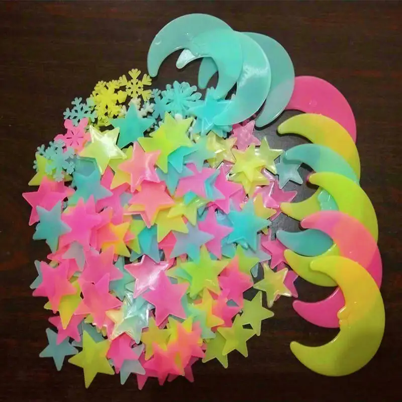 3D звезды светится в темноте мульти Цветной Пластик люминесцентные настенные