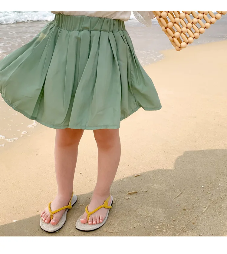 Летние милые однотонные плиссированные юбки для девочек Тонкие мягкие