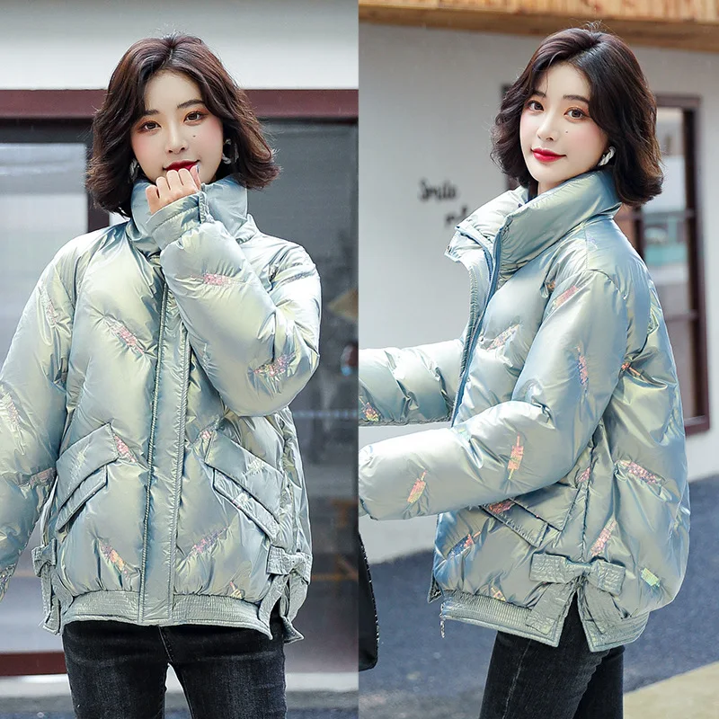 

Women Winter Thicken Warm Parkas Luxury Elegant Fashion Coat Short Jacket Casual Fresh and Sweet Sequins Clothes 2021 New