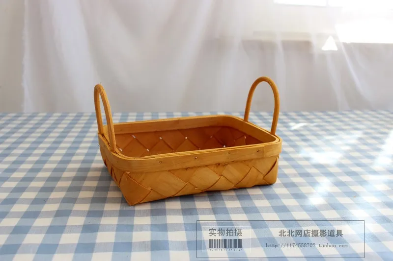 C 20cm 4.5cm 3 вида конструкций небольшой пасторальный ручной работы деревянный бамбуковый чип корзины для хранения продуктов фруктовые яйца хлеб реквизит для фотосъемки фоновые украшения - Цвет: C 20cm 4.5cm