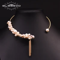 glseevonatural fresh water pearl tassel choker necklace for women luxury statement fashion necklace designer fine jewelry gn0180