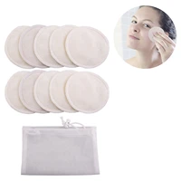 10 pcsset reusable washable round bamboo makeup remover pads with drawstring storage bag 8cm 3 15 inch washable cleaning pads