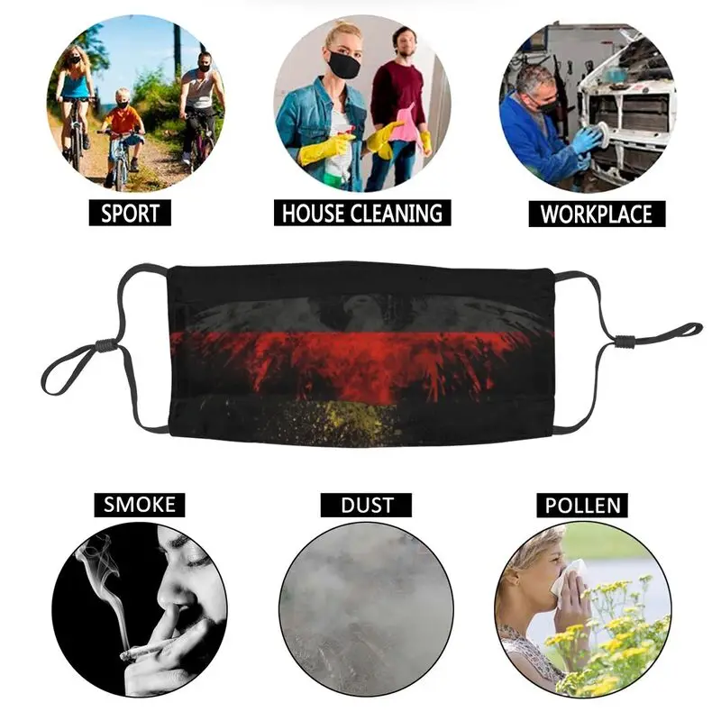 

German Eagle Reusable Mouth Face Mask Men German Flag Anti Haze Dustproof Protection Cover Respirator Mouth Muffl