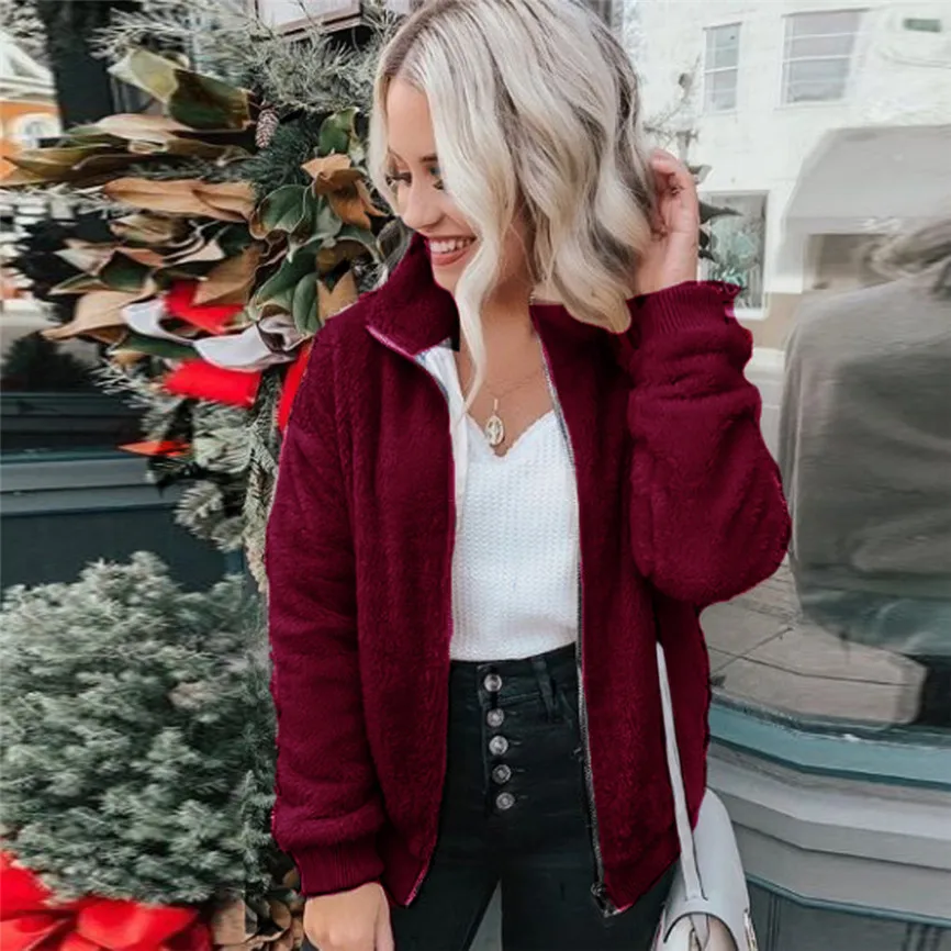 Женская короткая куртка бомбер модная теплая пушистая толстовка на молнии