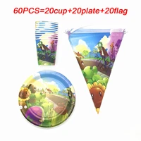 plants monster game theme disposable tableware set paper plates cups baby shower birthday party supplies decoration banner