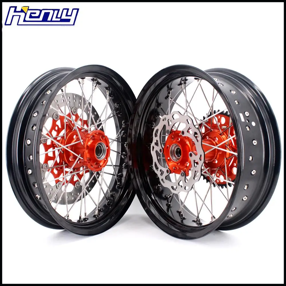 3,5/5,0 Supermoto колеса Supermotard обод набор для KTM EXC EXC-F SX SXF XCW XC XCF 125 250 150 300 350 450 505 530 2003- диски